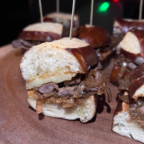 a close up of a sandwich on a plate