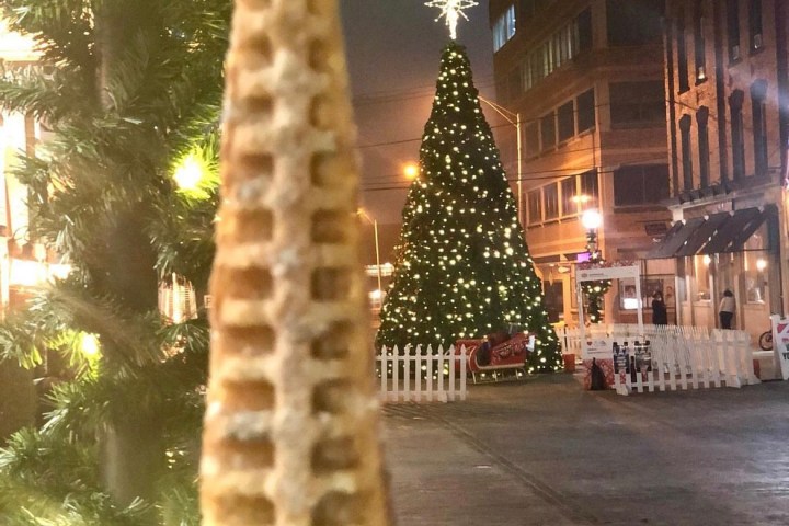 a person standing in front of a building